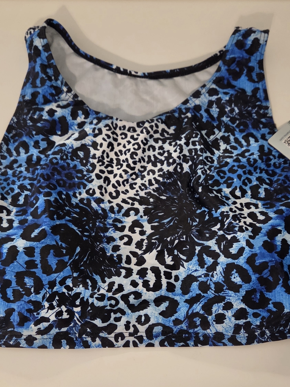 Blue Animal Print Bathing Suit Top